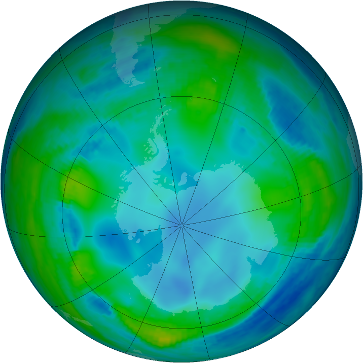 Antarctic ozone map for 23 May 2000